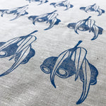 Navy Gum on Oatmeal Linen Tea Towel